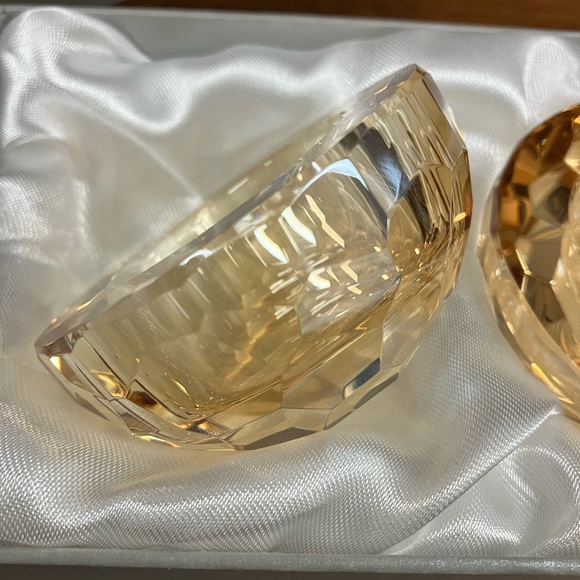 Vintage Oleg Cassini Amber Crystal Votives Set of 2 - Picture 3 of 7